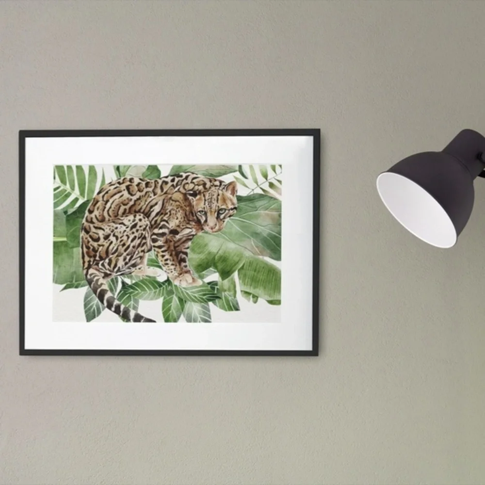 Watercolor Wall Art Wild Cat Ocelot Portrait Print Poster Unframed - Picture 9 of 17